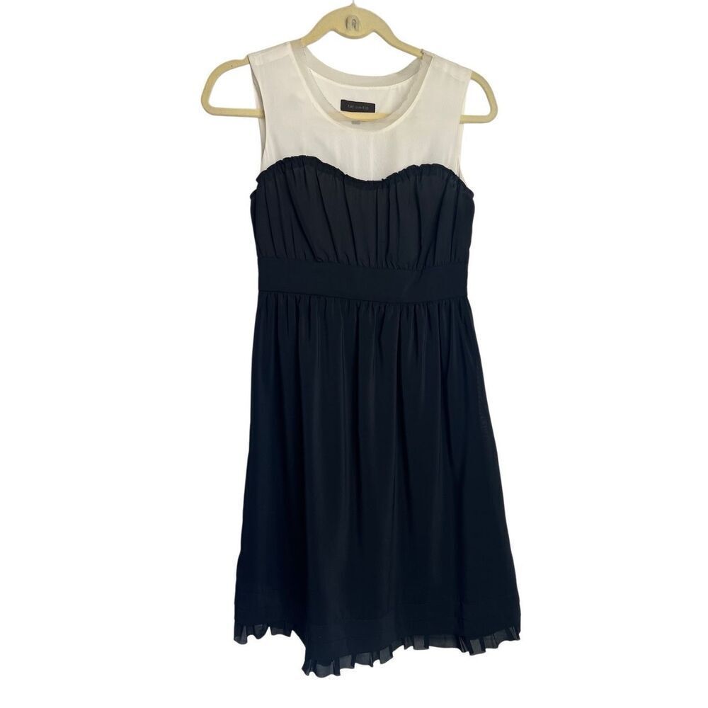 The Limited Dress Womens Size 0 Ivory Black Pleated Fit & Flare Classic